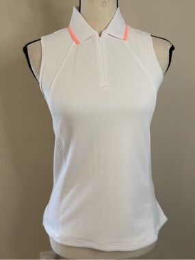 Athleta white collared sporty polo tank top SZ XS